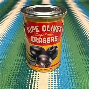 Fred Yellow and Red Ripe Olives Erasers Tin